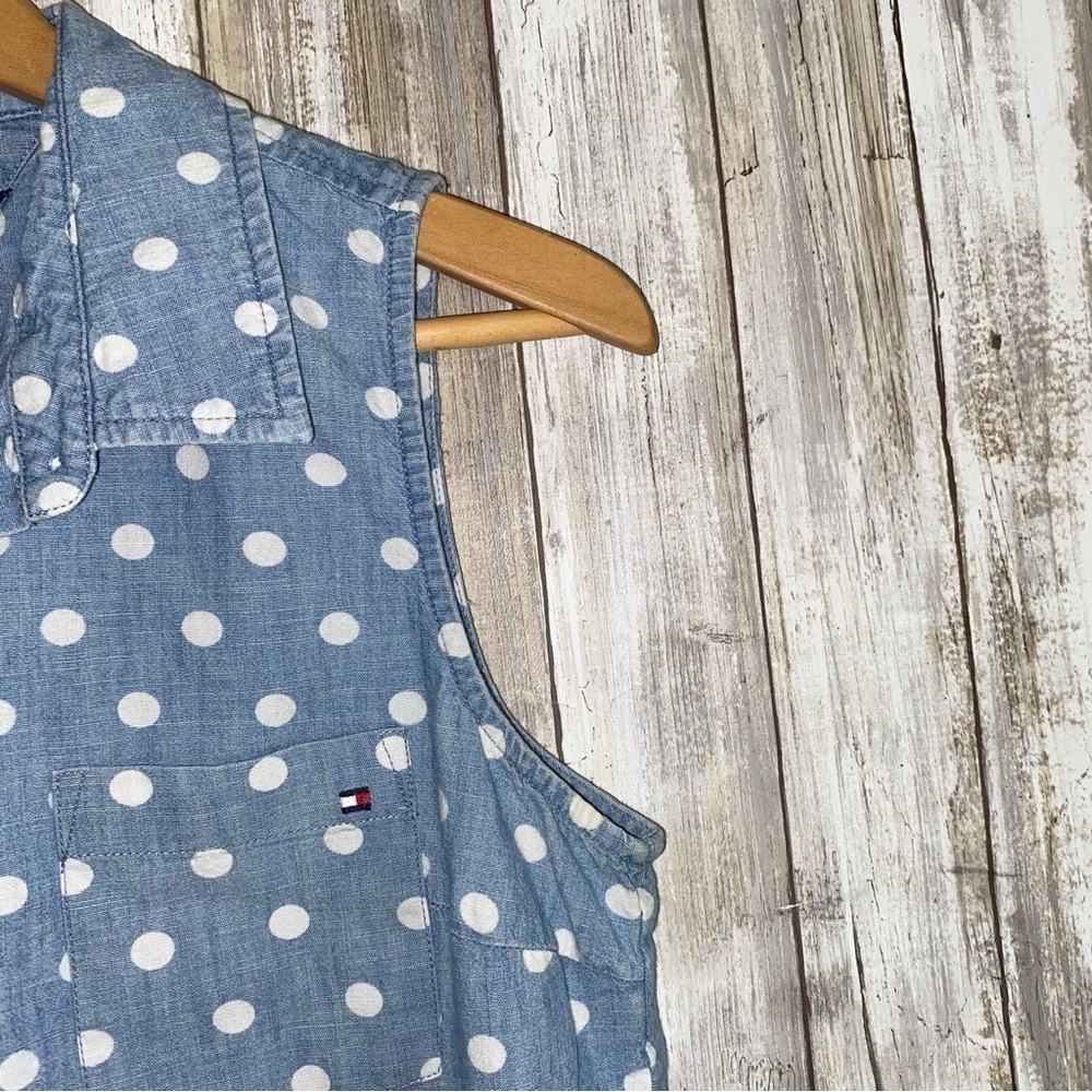 Tommy Hilfiger Denim Polka Dot Sleeveless Button Down - Picture 2 of 5